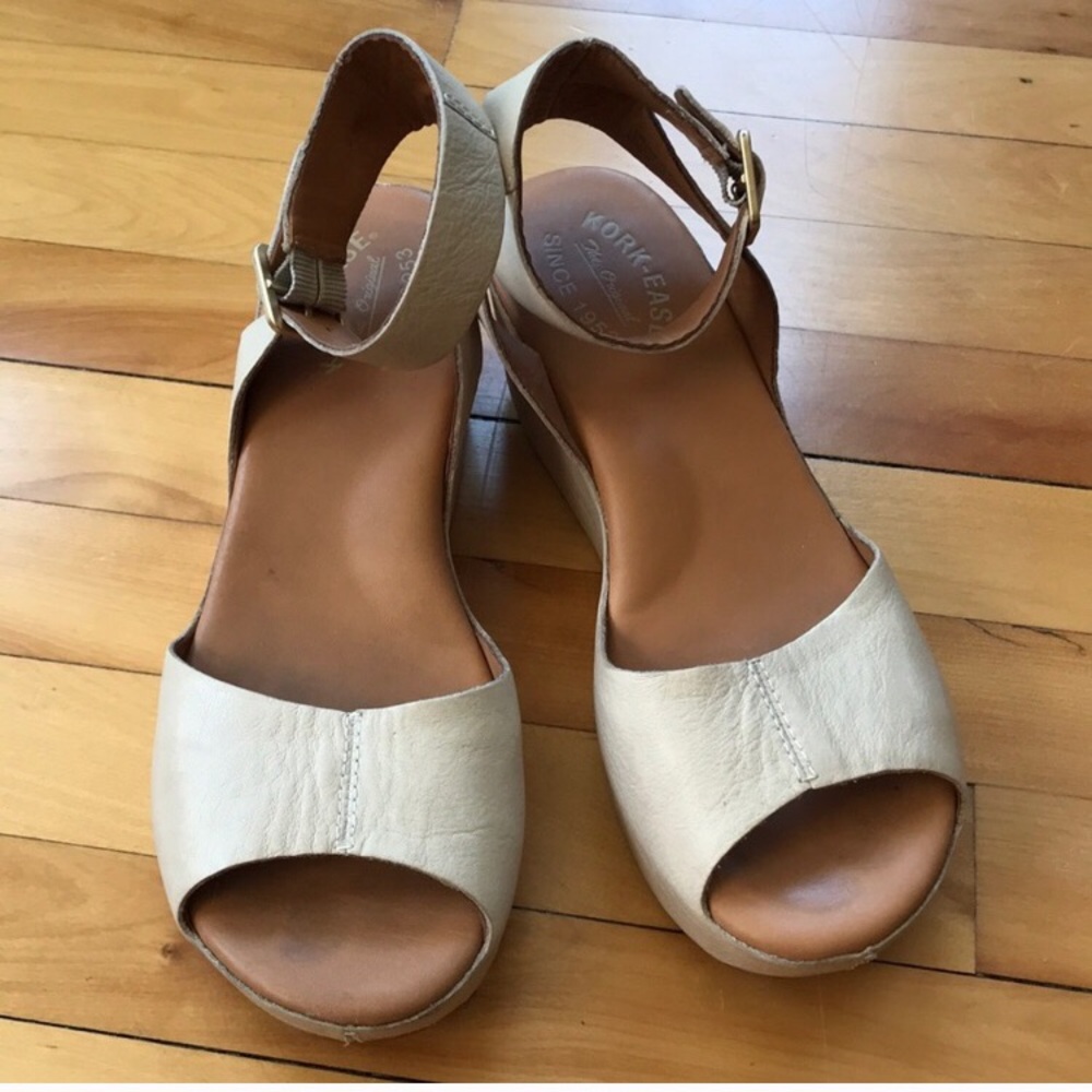 Kork Ease White wedge platform Leather Size 9